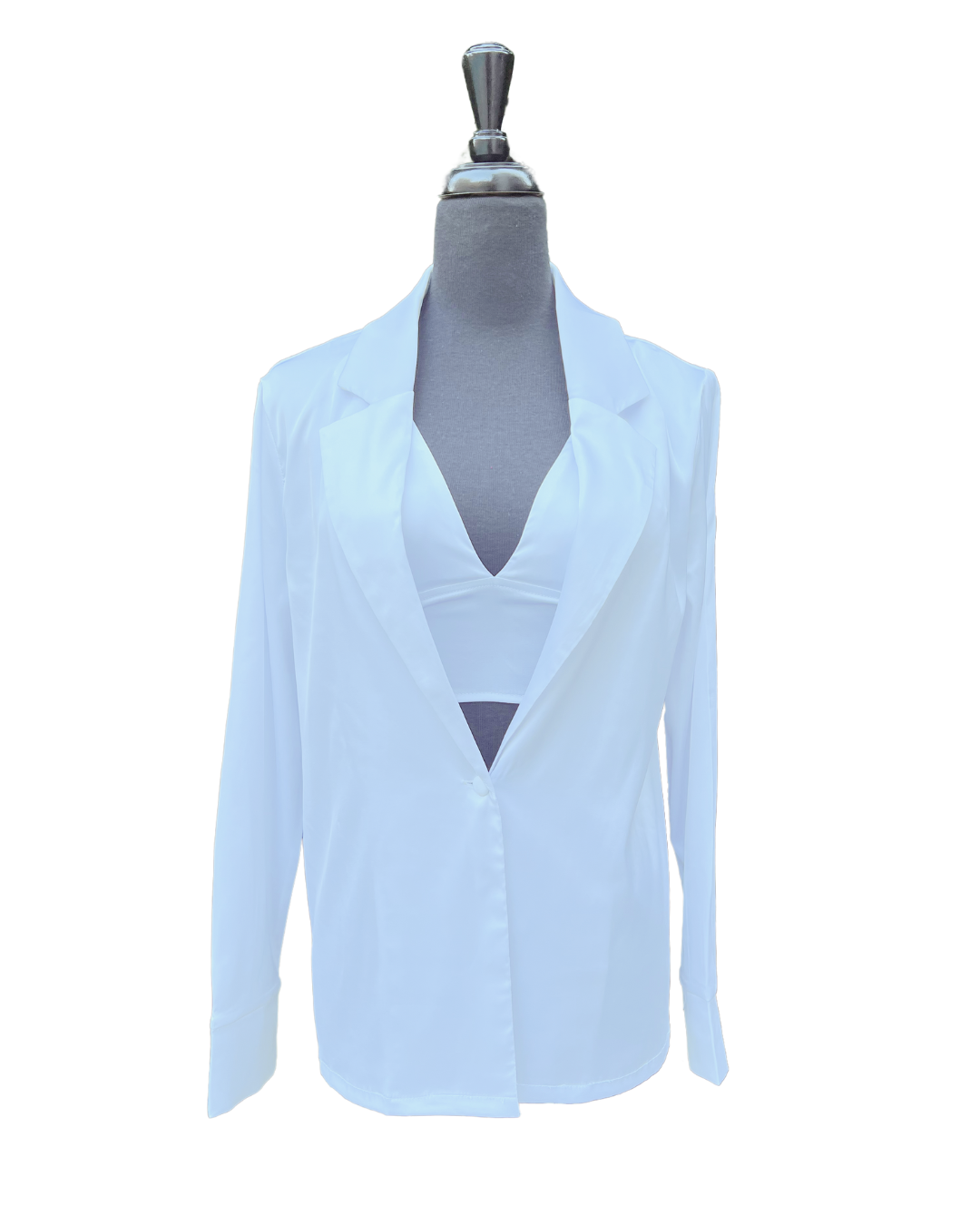 Satin White Blouse & Crop Cami Set
