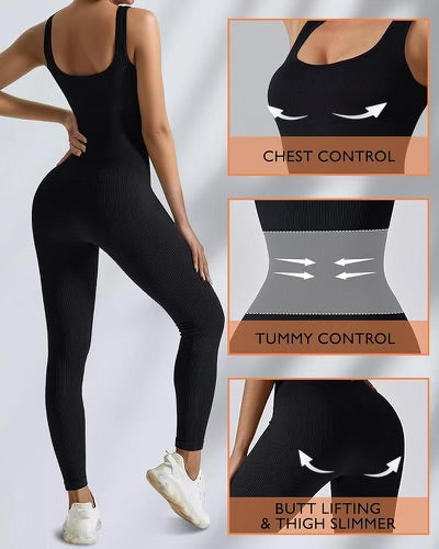 Women’s Sleeveless Seamless Ribbed Bodysuit Black