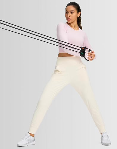 High Waisted Yoga Jogger Pants Beige