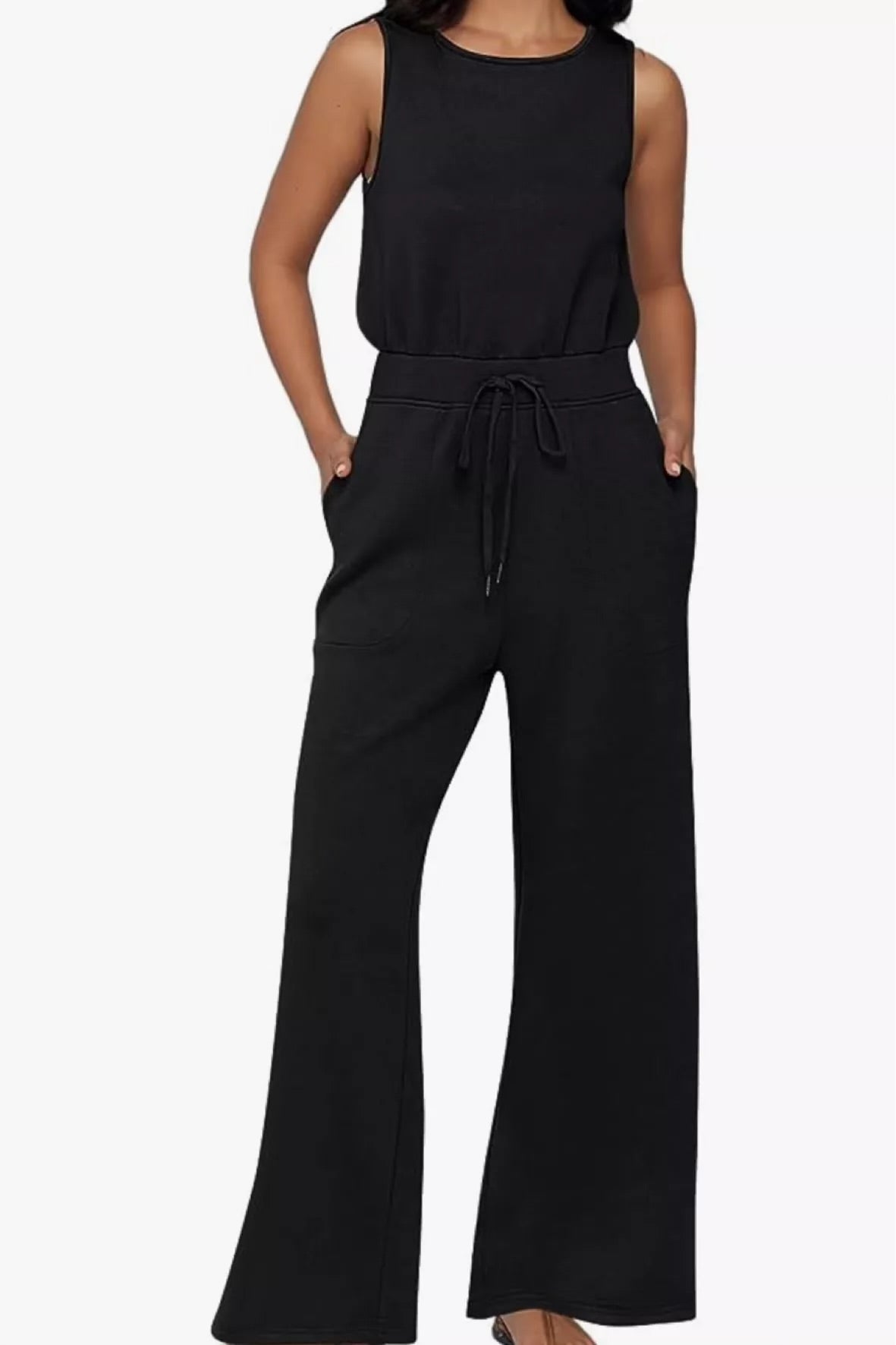 Casual Jumpsuit Wide Leg Belted Waist and Pockets