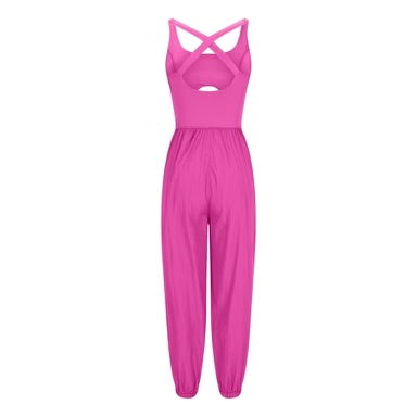 Women’s Workout Jumpsuit Cut Out Tank Pink