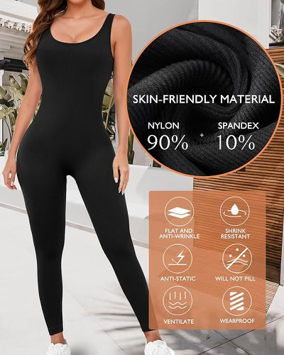 Women’s Sleeveless Seamless Ribbed Bodysuit Black