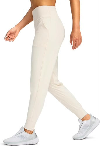 High Waisted Yoga Jogger Pants Beige