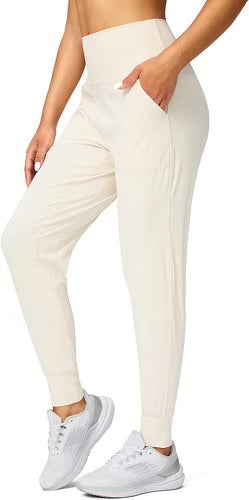 High Waisted Yoga Jogger Pants Beige