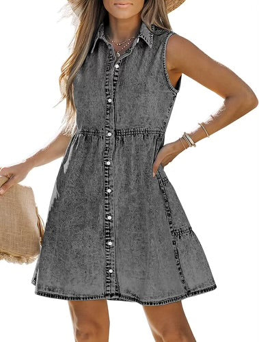 Denim Foxy Gray Dress Button Down Shirt